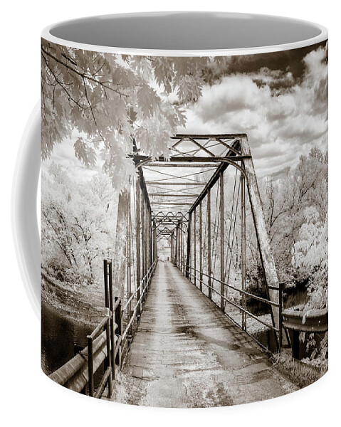 Mulberry River Coffee Mug featuring the photograph Silver Bridge in sepia by James Barber