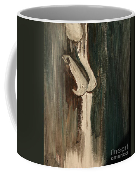 Nude Coffee Mug featuring the painting Silver Silhouette by Julie Lueders 