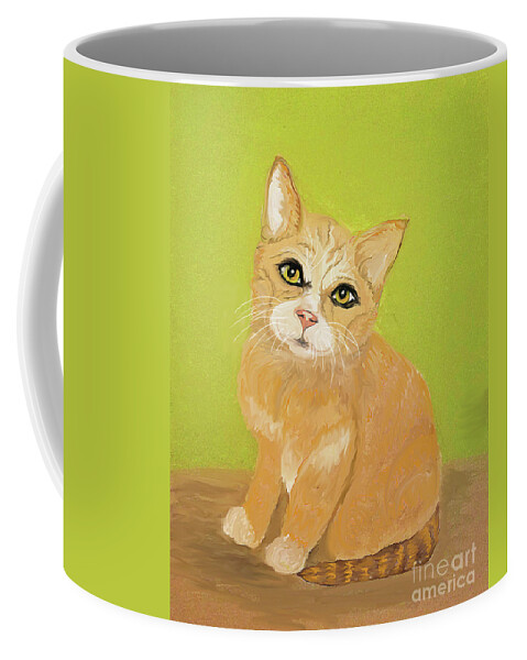 Pet Portrait Coffee Mug featuring the painting Simba Date With Paint Jan 22 by Ania M Milo