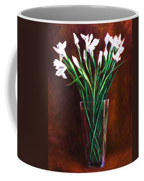 Iris Coffee Mug featuring the painting Simply Iris by Shannon Grissom