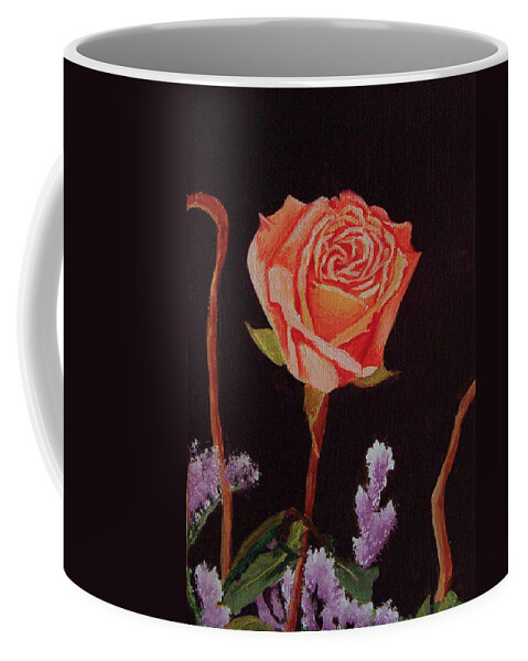 Rose Coffee Mug featuring the painting Single Rose by Quwatha Valentine