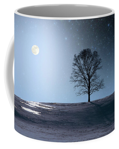 Science Coffee Mug featuring the photograph Single Tree in Moonlight by Larry Landolfi