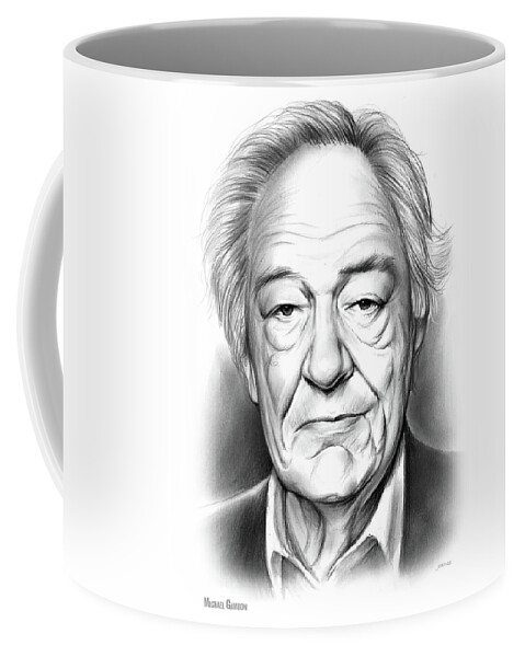 Michael Gambon Coffee Mug featuring the drawing Sir Michael Gambon by Greg Joens
