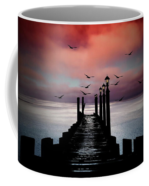 Sunset Coffee Mug featuring the photograph Sitting On the Dock of the Bay by Andrea Kollo