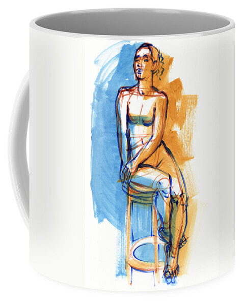 Figure Study Coffee Mug featuring the painting Sitting High by Judith Kunzle