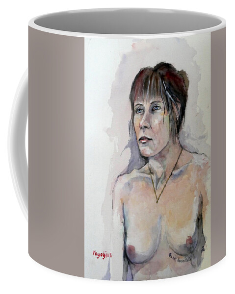 Female Coffee Mug featuring the painting Sketch for White Amber by Ray Agius