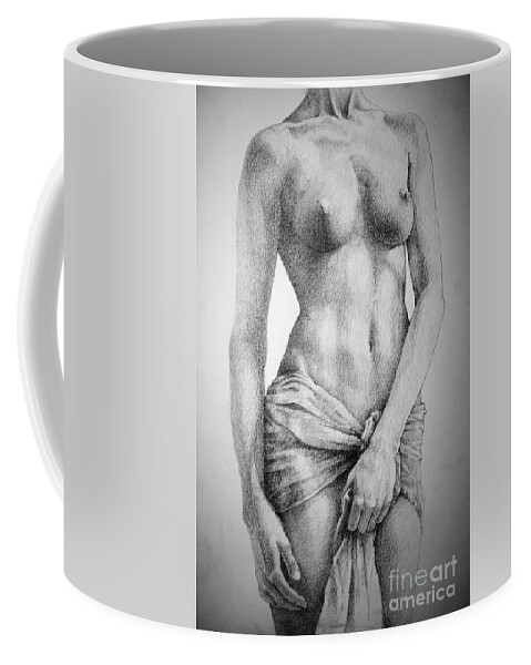 Art Coffee Mug featuring the drawing SketchBook Page 35 The Female Pencil Drawing by Dimitar Hristov