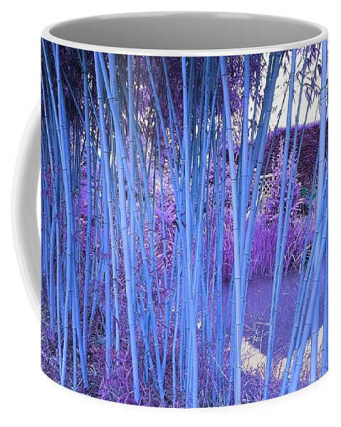 Fantasy Coffee Mug featuring the photograph Skinny Bamboo In Electric Blue by Rowena Tutty