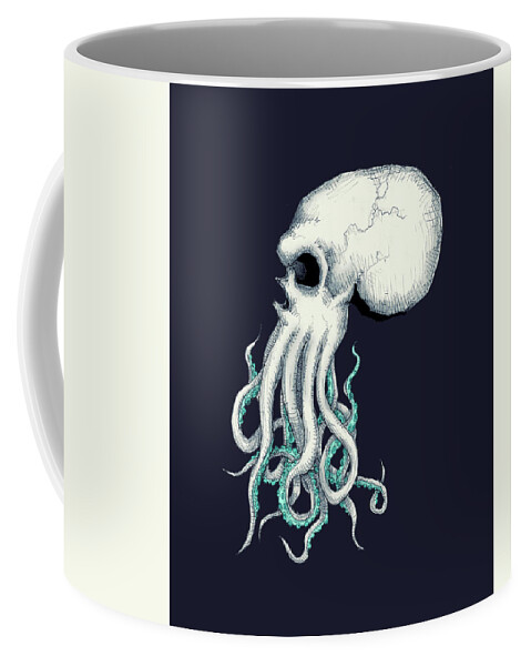 Lovecraft Coffee Mug featuring the drawing Skull Of Cthulhu by Ludwig Van Bacon