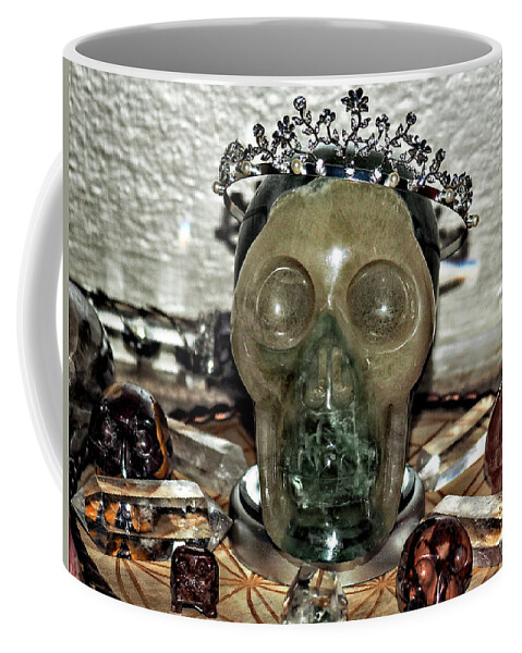 Skully Coffee Mug featuring the photograph Skully was crowned in the Crystal Skull Healing Grid by Rebecca Dru