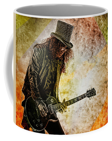 Guns And Rose Coffee Mug featuring the digital art Slash - Guitarist by Ian Gledhill