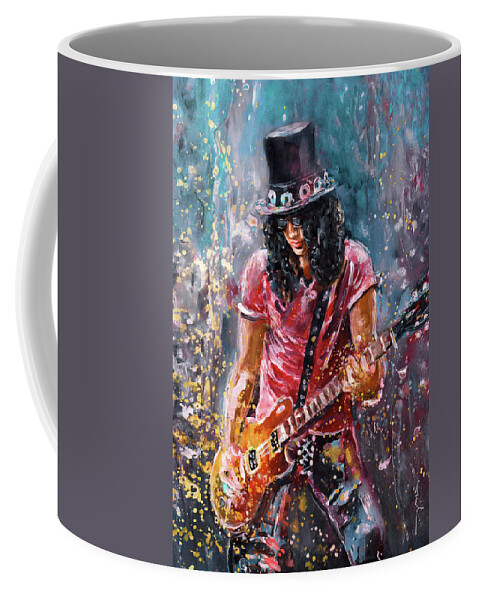 Music Coffee Mug featuring the painting Slash by Miki De Goodaboom