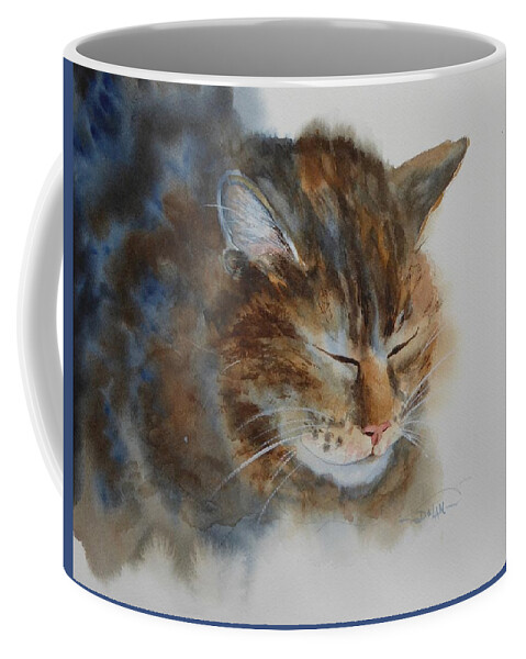 Cat Coffee Mug featuring the painting Sleeping Tiger by Pat Dolan