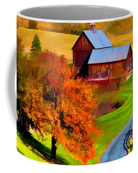 Sleepy Hollow Farm Coffee Mug featuring the photograph Digital painting of Sleepy Hollow Farm by Jeff Folger