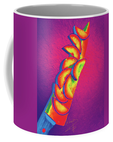 Knife Coffee Mug featuring the painting Slices by DC Langer