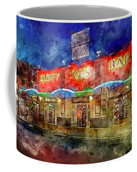 Sloppy Joes Coffee Mug featuring the painting Sloppy Joes Key West by Jon Neidert