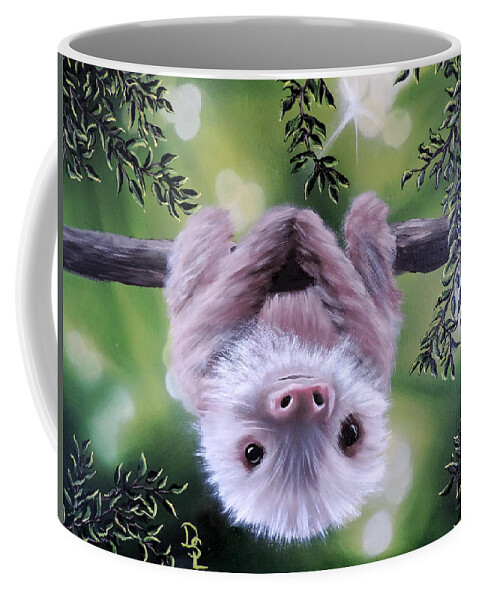 Greens Coffee Mug featuring the painting Sloth'n 'Around by Dianna Lewis