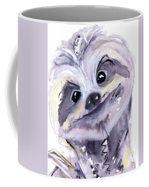 Sloth Portrait Coffee Mug featuring the painting Sloth Portrait by Dawn Derman