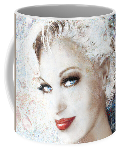 Woman Coffee Mug featuring the painting Smile Blue by Angie Braun