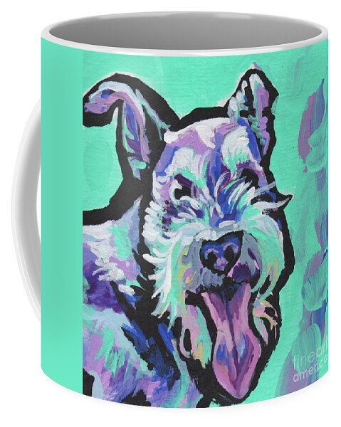 Schnauzer Dog Coffee Mug featuring the painting Smiley Schnauz by Lea