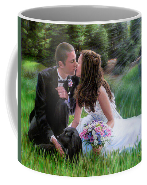 Wedding Coffee Mug featuring the painting Smith Wedding Portrait by Jane Girardot