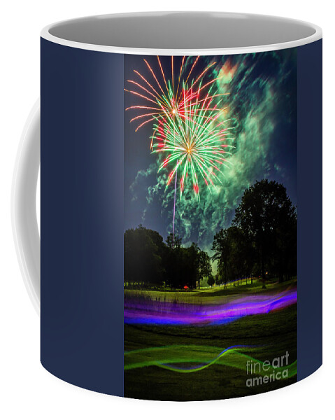 Fireworks Coffee Mug featuring the photograph Celebrate - Smoke and Fireworks by Joann Long
