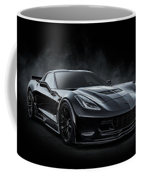 Corvette Coffee Mug featuring the digital art Black Z06 Corvette by Douglas Pittman
