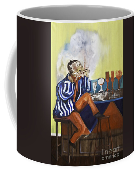 Smoker Coffee Mug featuring the painting Smoker by James Lavott