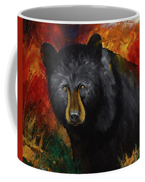 Black Bear Coffee Mug featuring the painting Smoky Mountain Black Bear by Gray Artus