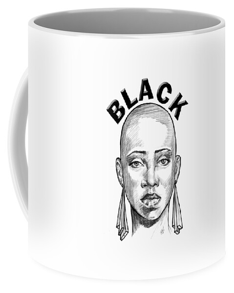 Black Coffee Mug featuring the drawing Smooth Sista by Terri Meredith