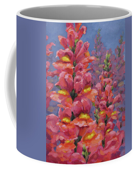 Floral Coffee Mug featuring the painting Snapdragons by Karen Ilari