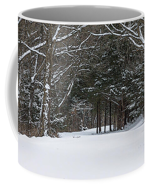 Winter Coffee Mug featuring the mixed media Snow Covered Road Painterly by Jennifer White