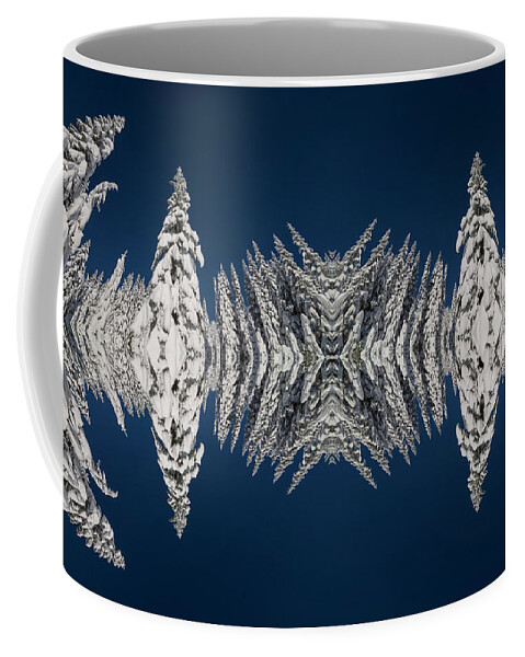 Frost Coffee Mug featuring the digital art Snow Covered Trees Kaleidoscope by Pelo Blanco Photo
