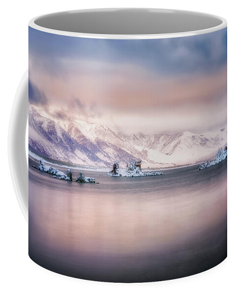 Sunrise Coffee Mug featuring the photograph Snow Covered Tufas by Nicki Frates