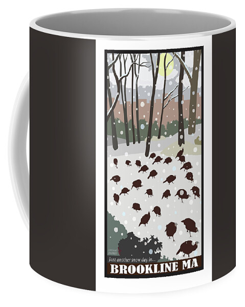 Brookline Turkeys Coffee Mug featuring the digital art Snow Day by Caroline Barnes