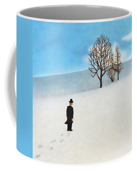 Modern Art Coffee Mug featuring the painting Snow Day by Thomas Blood