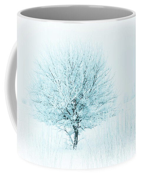 Winter Coffee Mug featuring the photograph Snow Field Tree by Troy Stapek