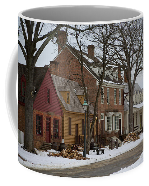 Colonial Williamsburg Coffee Mug featuring the photograph Snow in Colonial Williamsburg by Lara Morrison