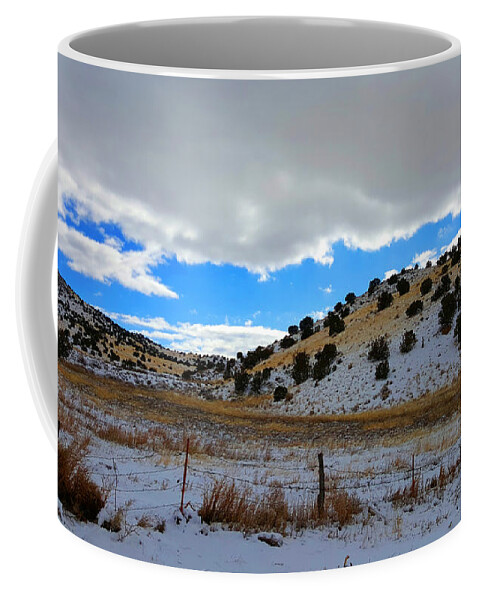 Southwest Landscape Coffee Mug featuring the photograph Snow in the Desert by Robert WK Clark