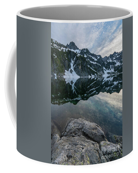 Snow Lake Coffee Mug featuring the photograph Snow Lake Chair Peak Dusk Reflection by Mike Reid