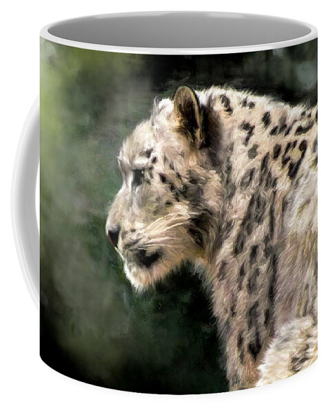 Snow Leopard Coffee Mug featuring the digital art Snow Leopard by Kaylee Mason