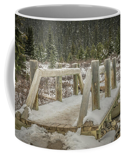  Coffee Mug featuring the photograph Snow on the bridge by Bill Howard
