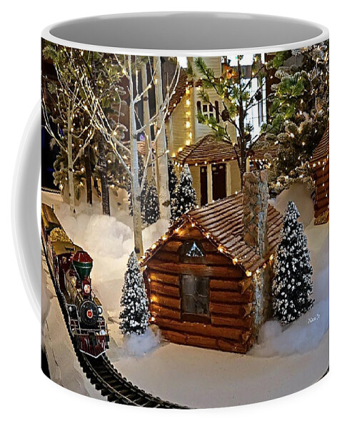 Snow Coffee Mug featuring the photograph Snow Scene With Train by Nava Thompson