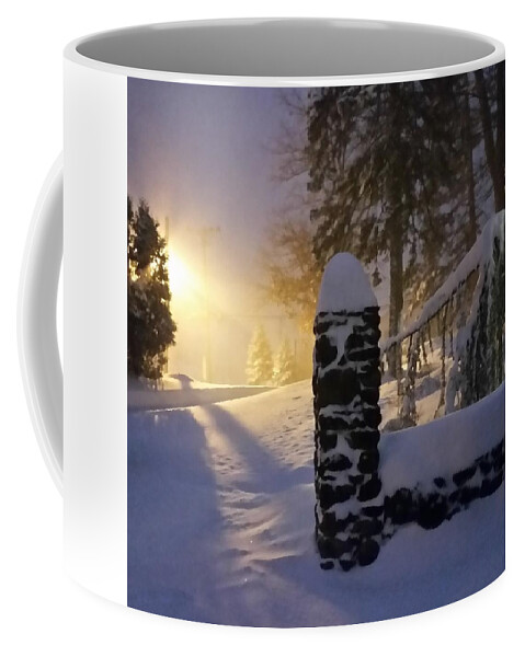 Snow Coffee Mug featuring the photograph Snow Storm by Street Light by Vic Ritchey