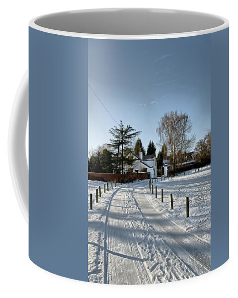 Europe Coffee Mug featuring the photograph Snow Tracks, Rolleston on Dove by Rod Johnson