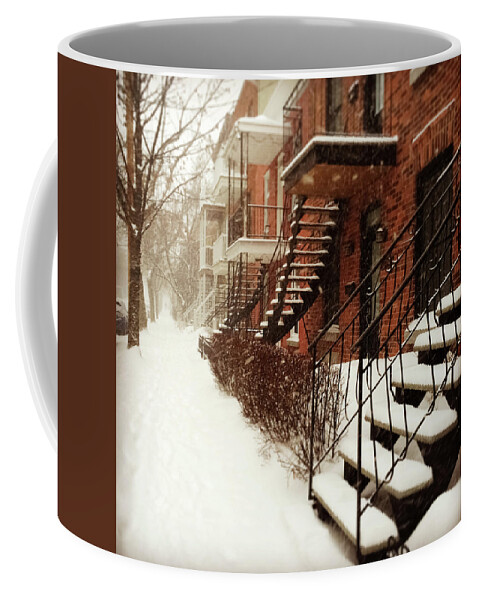 Montreal Coffee Mug featuring the photograph Snowstorm in Montreal by GoodMood Art