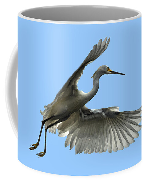 Snowy Egret Coffee Mug featuring the photograph Snowy Egret Reflection In Lake by William Bitman
