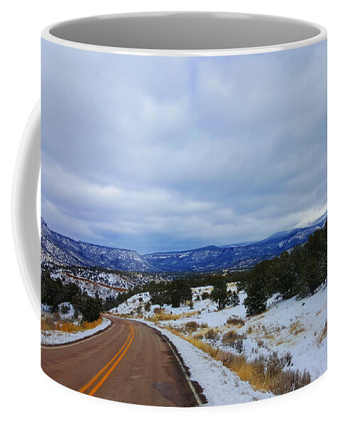 Southwest Landscape Coffee Mug featuring the photograph Snowy hills by Robert WK Clark