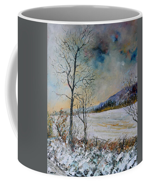 Landscape Coffee Mug featuring the painting Snowy landscape by Pol Ledent