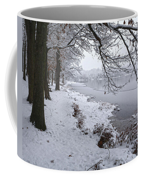 Snow Coffee Mug featuring the photograph Snowy Shoreline by Angelo Marcialis
